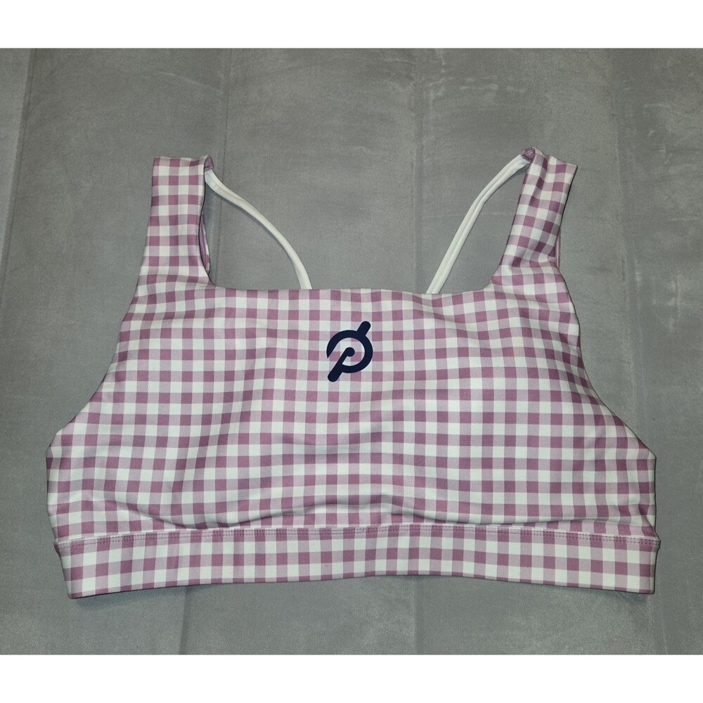 Peloton Gingham 2X Sports Bra Purple White Womens Athletic NWT